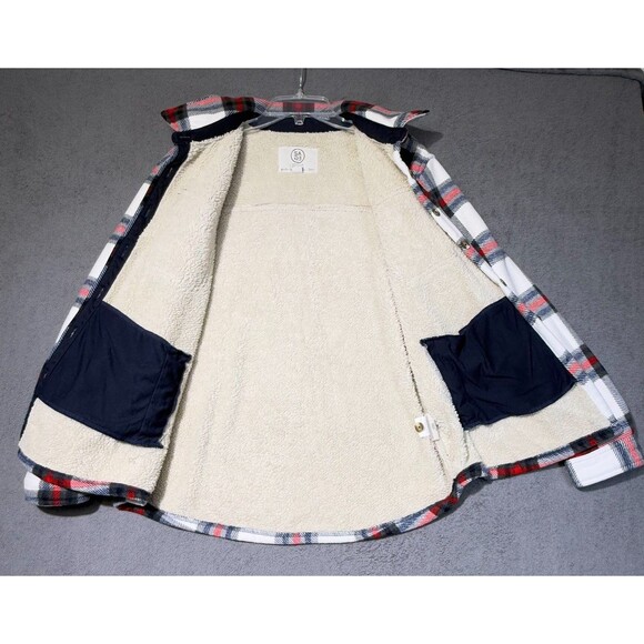 Sage Collective Womens Red White Jacket Flannel Sherpa Lined Plaid Long Sleeve L - Picture 6 of 9